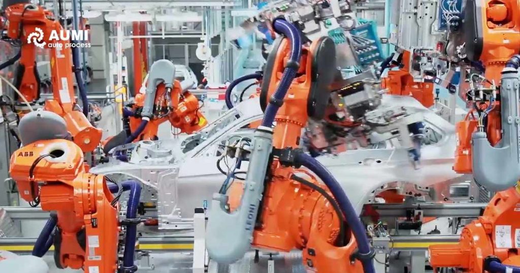 Nhà máy lắp ráp xe ô tô sử dụng công nghệ tự động hóa